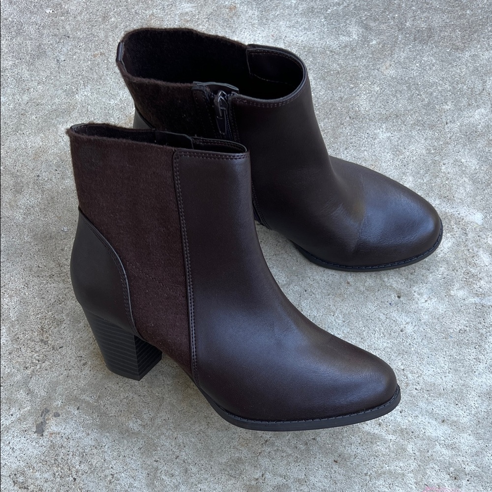 Kelly &‎ Katie Dark Chocolate Brown Fall Ankle Leather Booties Size 6.5